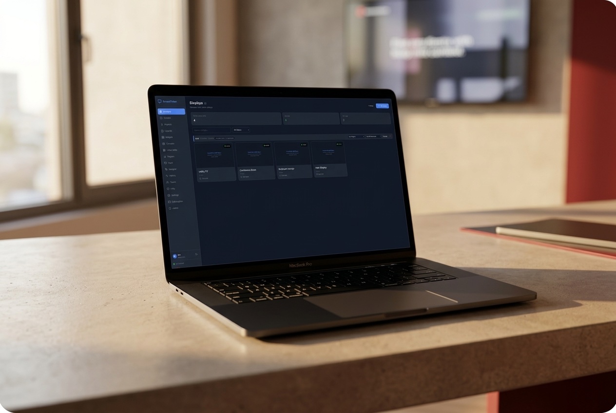 ControlPantallas CMS abierto en un MacBook Pro