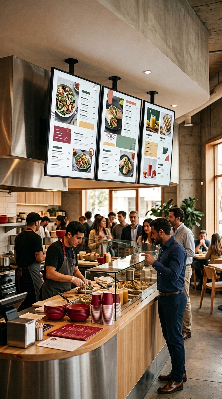 Menús digitales en un restaurante